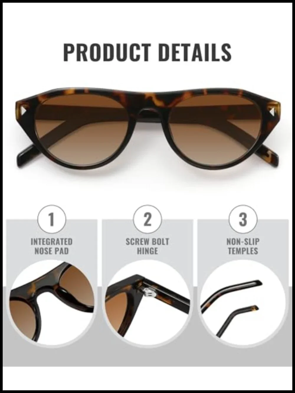 Trendy Retro Cat Eye Sunglasses UV400 Protection Lightweight Oval Narrow Frame